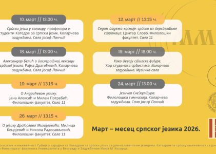 Програм манифестације Март – месец српског језика 2026.